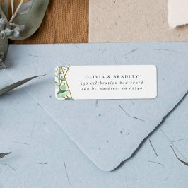 Waterverf Eucalyptus & Gold Geometric Etiket