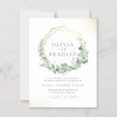 Waterverf Eucalyptus Gold Geometric Lijst Wedding Magnetische Uitnodiging (Voorkant)