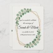 Waterverf Eucalyptus Gold Geometrische bruiloft Kaart (Voorkant / Achterkant)