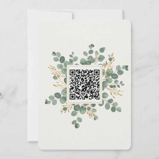 Waterverf Eucalyptus Gold Geometrische bruiloft Kaart (Achterkant)