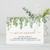 Waterverf Eucalyptus Gold Glitter Folie Verplaatse Aankondiging (Staand voorkant)