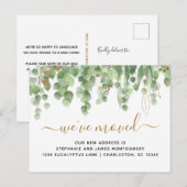 Waterverf Eucalyptus Gold Glitter Folie Verplaatse Aankondigingskaart (Voorkant / Achterkant)