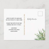 Waterverf Eucalyptus Gold Glitter Folie Verplaatse Aankondigingskaart (Achterkant)