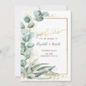 Waterverf Eucalyptus Gold Lijst Sla de datum op Save The Date (Voorkant)