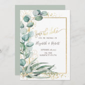 Waterverf Eucalyptus Gold Lijst Sla de datum op Save The Date (Voorkant / Achterkant)