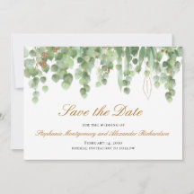 Waterverf Eucalyptus Gold Opslagdatum bruiloft