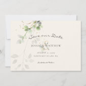 Waterverf Eucalyptus | Gold Wedding Ecru Save The Date (Voorkant)