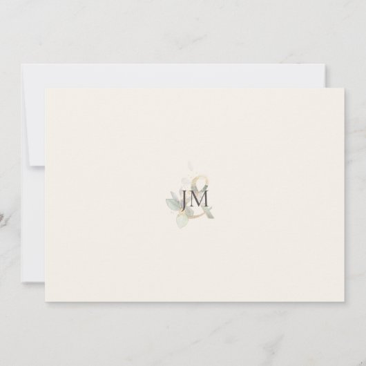 Waterverf Eucalyptus | Gold Wedding Ecru Save The Date (Achterkant)