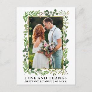 Waterverf Eucalyptus Gold Wedding Love Bedankt Briefkaart