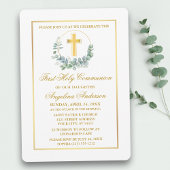 Waterverf Eucalyptus Goud Eerste Communie Kaart