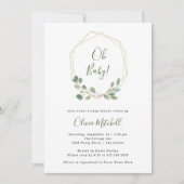 Waterverf eucalyptus | Goud geometrisch Baby showe Kaart (Voorkant)