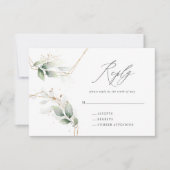Waterverf eucalyptus goud geometrische trouwreacti RSVP kaartje (Voorkant)