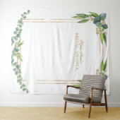 Waterverf Eucalyptus Gouden Bruiloft Feest Decorat Wandkleed (In Situ (horizontaal))