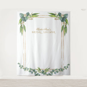Waterverf Eucalyptus Gouden Bruiloft Feest Prop Wandkleed