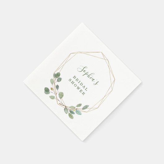 Waterverf Eucalyptus Gouden Geometrische Bruilofts Servet (Hoek)
