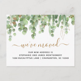Waterverf Eucalyptus Gouden Glitter Folie Bewegend Aankondigingskaart