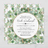 Waterverf Eucalyptus gouden glitters Bruidsdouche Kaart (Voorkant / Achterkant)