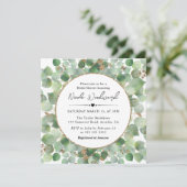 Waterverf Eucalyptus gouden glitters Bruidsdouche Kaart (Staand voorkant)