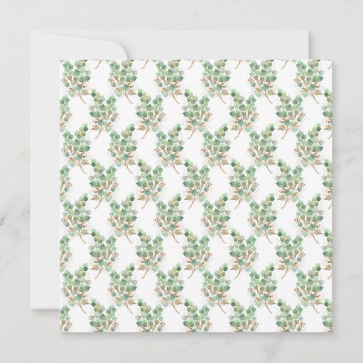 Waterverf Eucalyptus gouden glitters Bruidsdouche Kaart (Achterkant)