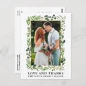 Waterverf Eucalyptus Gouden Trouwliefde Dank Briefkaart (Voorkant / Achterkant)