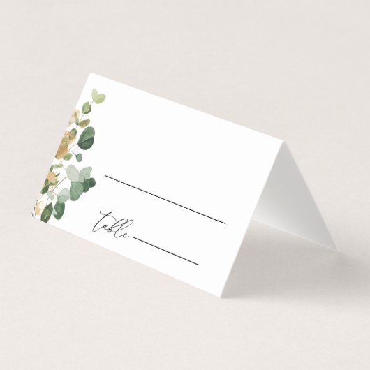 Waterverf eucalyptus gouden trouwplaats kaarten (Voorkant)