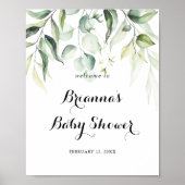 Waterverf Eucalyptus Green Baby shower Welkom Poster (Voorkant)