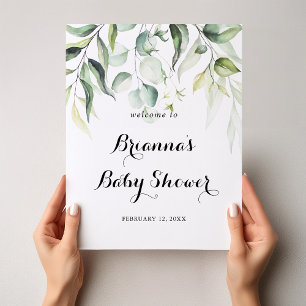 Waterverf Eucalyptus Green Baby shower Welkom Poster