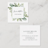 Waterverf Eucalyptus Green Foliage Vierkante Visitekaartje (Voorkant / Achterkant)