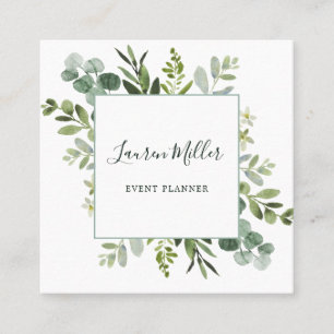 Waterverf Eucalyptus Green Foliage Vierkante Visitekaartje