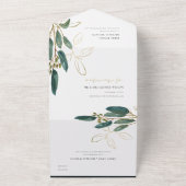 WATERVERF EUCALYPTUS GREEN GOLD FOLIAGE WEDING A ALL IN ONE UITNODIGING (Buitenkant)