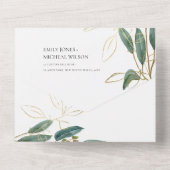 WATERVERF EUCALYPTUS GREEN GOLD FOLIAGE WEDING A ALL IN ONE UITNODIGING (Achterkant)