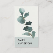 WATERVERF EUCALYPTUS GREEN GRAY FOLIAGE BRANCH VISITEKAARTJE (Voorkant)