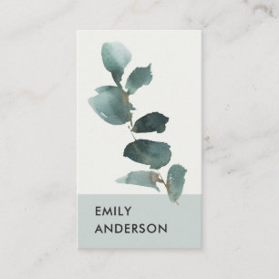 WATERVERF EUCALYPTUS GREEN GRAY FOLIAGE BRANCH VISITEKAARTJE