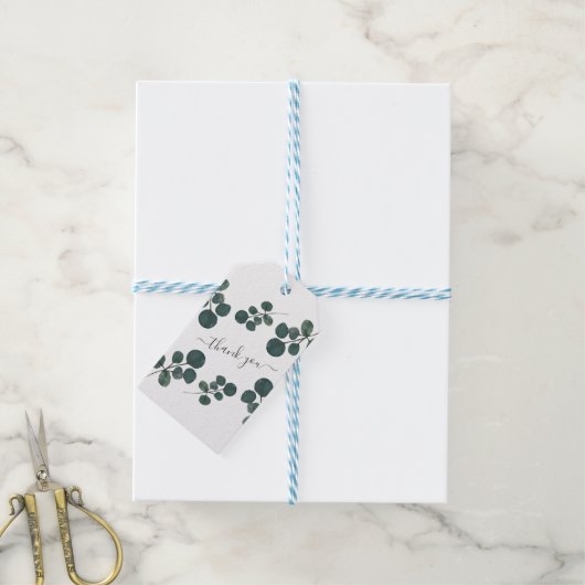 Waterverf Eucalyptus Green Hartelijk dank Cadeaulabel (Met Touw)
