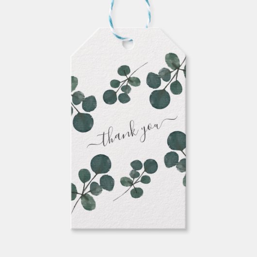 Waterverf Eucalyptus Green Hartelijk dank Cadeaulabel (Voorkant)