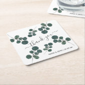 Waterverf Eucalyptus Green Hartelijk dank Kartonnen Onderzetters (Schuin)