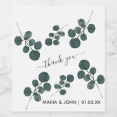 Waterverf Eucalyptus Green Hartelijk dank Wijn Etiket (Enkel label)