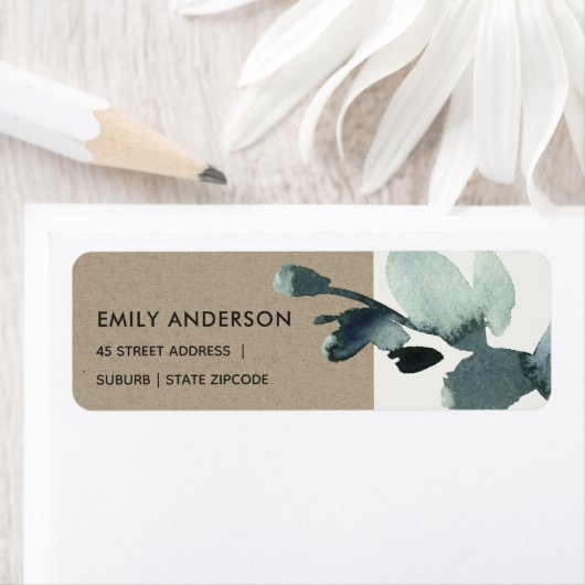 WATERVERF EUCALYPTUS GREEN KRAFT FOLIAGE BRANCH ETIKET (Insitu)