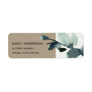 WATERVERF EUCALYPTUS GREEN KRAFT FOLIAGE BRANCH ETIKET