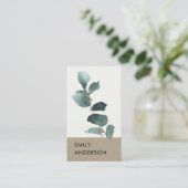WATERVERF EUCALYPTUS GREEN KRAFT FOLIAGE BRANCH VISITEKAARTJE (Staand voorkant)