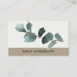 WATERVERF EUCALYPTUS GREEN KRAFT FOLIAGE BRANCH VISITEKAARTJE