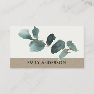 WATERVERF EUCALYPTUS GREEN KRAFT FOLIAGE BRANCH VISITEKAARTJE