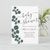 Waterverf Eucalyptus Green Script Baby shower Kaart (Staand voorkant)