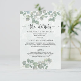 Waterverf - Eucalyptus Green Wedding - Gegevens Informatiekaartje