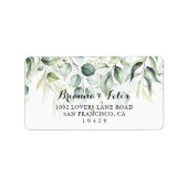 Waterverf Eucalyptus Green Wedding RSVP Adres Etiket (Voorkant)