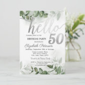 Waterverf Eucalyptus Greener 50th Birthday Party Kaart (Staand voorkant)