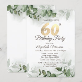 Waterverf Eucalyptus Greenery 60e verjaardag Kaart