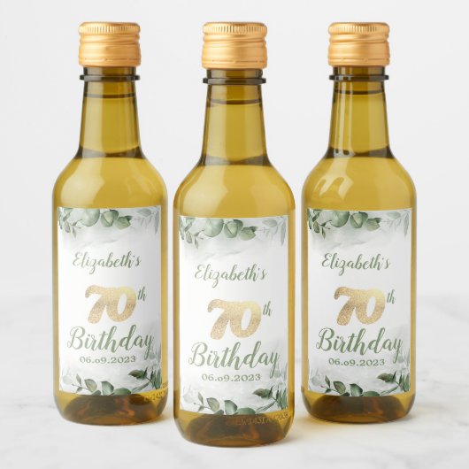 Waterverf Eucalyptus Greenery 70th Wijn Etiket (Flessen)