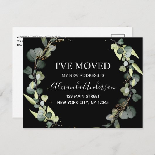 Waterverf Eucalyptus Greenery Aankondigingskaart (Voorkant / Achterkant)