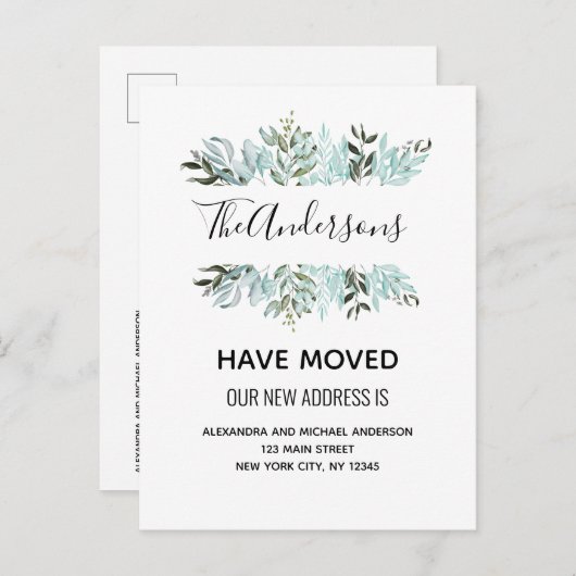 Waterverf Eucalyptus Greenery Aankondigingskaart (Voorkant / Achterkant)